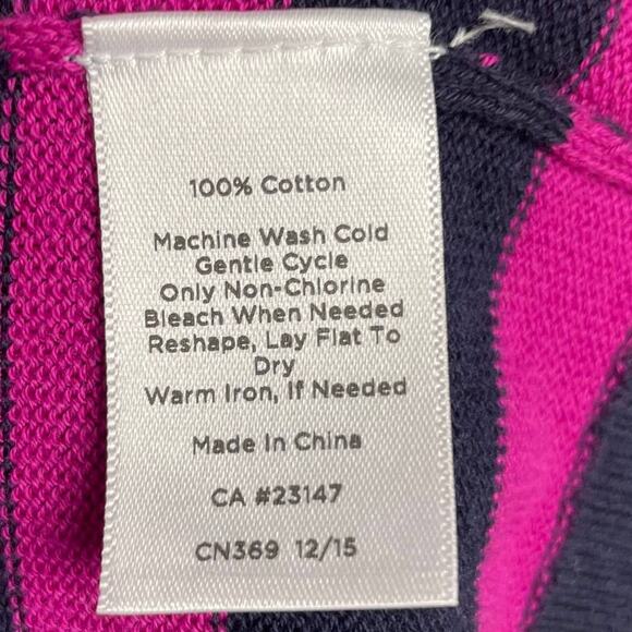 Talbots Striped Cardigan Size M Pink Yellow Navy Blue Button Down Twee Teacher - Picture 7 of 9